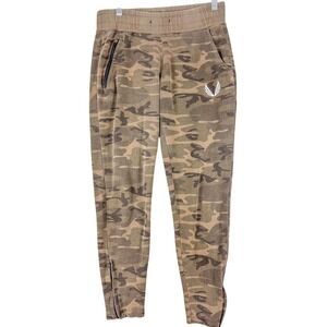 ASRV Pants Mens Small Green Camo Jogger Elastic Waist Zip Pockets 28x26 Athletic